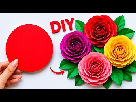 How To Make Paper Rose Flower | Paper Flower Making Step By Step | Diy Paper Rose Flower