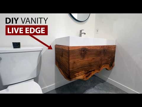 I made a LIVE EDGE walnut vanity
