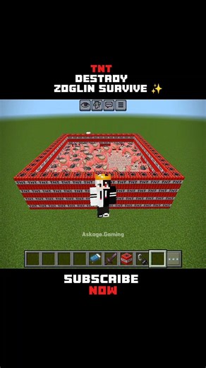 Minecraft TNT Zoglin Explosion Survive 😂✨#minecraft #minecraftshorts #explosion #zoglin #shorts #tnt