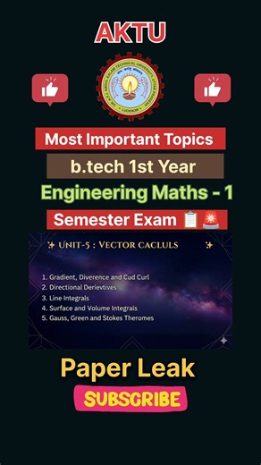 Vector Calculus Unit-5 | Gradient Divergence Curl | AKTU Maths | The Next Engineer