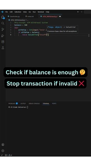 Python Try-Except 🏧 | ATM Error Handling