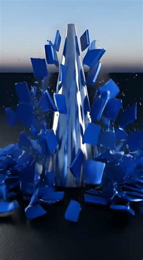 Ceramic Plate Collapse onto a Chrome Cone (7-Second AI-Generated Physics Simulation)