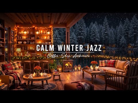Calm Winter Night & Relaxing Jazz Background Music ⛄ Cozy Coffee Shop Ambience with Soft Jazz Music