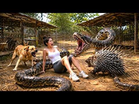 72 Hours Escaping From a Giant Python : Giant Python Attacks Hedgehog and Dogs on Farm