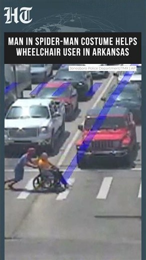 Man In Spider-Man Costume Rescues Wheelchair User In Arkansas | Heroic Act Caught On Camera| #shorts