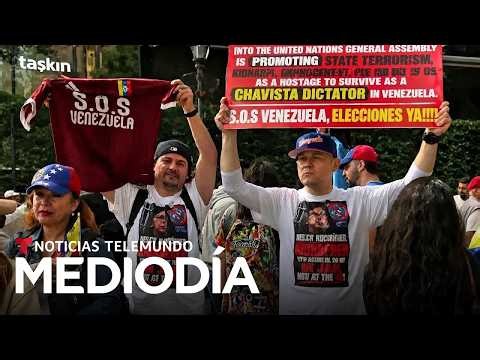 Protestan contra la presencia de Delcy Rodríguez en Asamblea General de la ONU | Noticias Telemundo