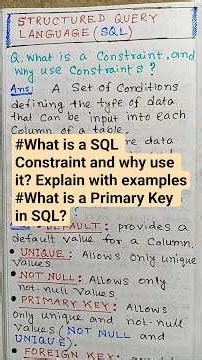 What is a SQL Constraint and why use it? Explain l What is a Primary Key in SQL? #shorts #sql #dbms