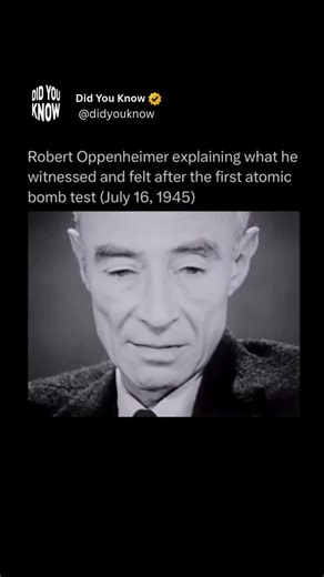 Did You Know on Instagram: "On July 16, 1945, Robert Oppenheimer stood in the New Mexico desert and watched the first atomic bomb detonate during the Trinity test. In that moment, he witnessed a light brighter than anything he had ever seen, followed by a shockwave that rolled across the landscape seconds later. The explosion confirmed that the science worked, but it also revealed the terrifying scale of what had been created. What began as equations and theory had instantly become a weapon capa