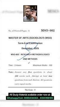 IGNOU MSO 002 Question Paper Dec 2025 | MSO 002 Research Methodologies and Methods Question Paper