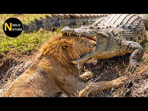 Crocodiile Vs Lions - A Crocodile Turns On A LionIn A Brutal Riverbank Clash | Wild Animal Fights