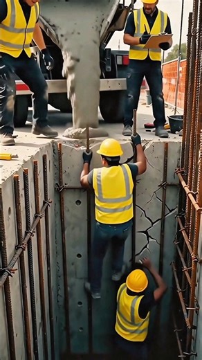Cement Truck Empties While Workers STILL Inside The Pit! #construction #fail #engineering #shorts
