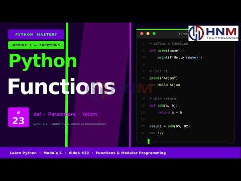 Python Functions Explained | Defining & Calling Functions | HNM TECHNOLGOIES