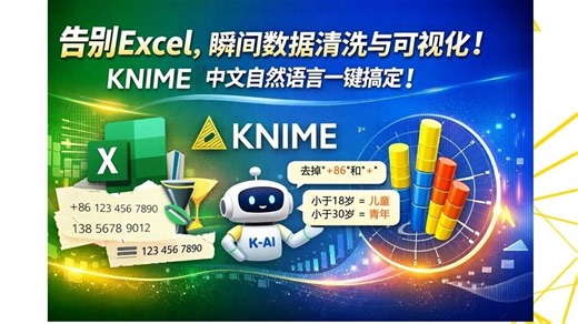 告别Excel 处理不了的任务，KNIME 轻松搞定！无需编程，中文自然语言一键完成！