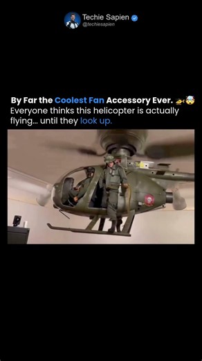 This Mini Helicopter Spins With Your Ceiling Fan to Create an Amazing Optical Illusion 🤯
