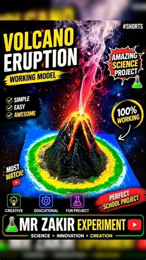 🌋 Amazing Volcano Eruption Science Project 🤯 | DIY Working Model #shorts