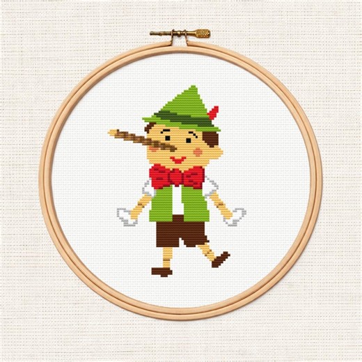 Pinocchio Cross Stitch Pattern, Fairy Tale Embroidery (PDF) - Etsy