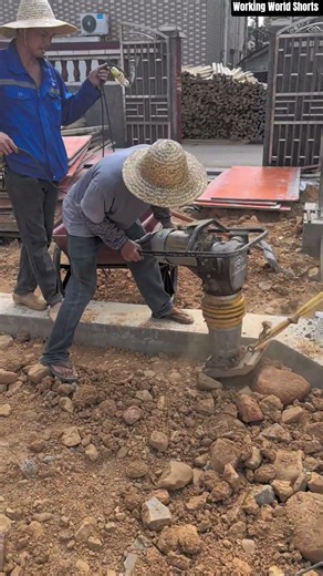 🏗️🚜 Foundation Work: Compacting Rocky Soil with Tamping Rammer Machine