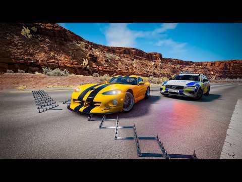 Massive Spike Strip Pileup Car Crashes #3 🌵 Desert Chaos | BeamNG Drive Crash Compilation #beamng