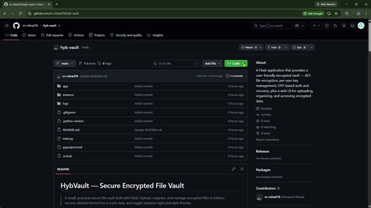#python #flask #cybersecurity #cryptography #encryption #securestorage #webdevelopment #softwareengineering | Mohamed Rishad