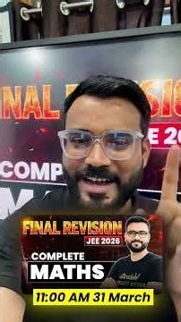 JEE Mains 2026: Score 99%ile in Maths in 1 day 😱😱 Final Revision #jee2026 #jeemains