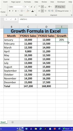 📈 Growth Formula in Excel | Calculate Sales & Performance Easily! ✅