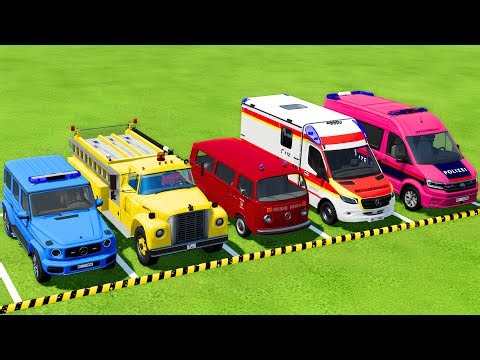POLICE CARS, FIRE DEPARTMENT, AMBULANCE VEHICLES TRANSPORTING WITH MAN TRUCKS ! Farming Simulator 25