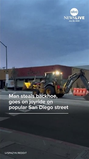 Man arrested after taking stolen backhoe on joyride through San Diego