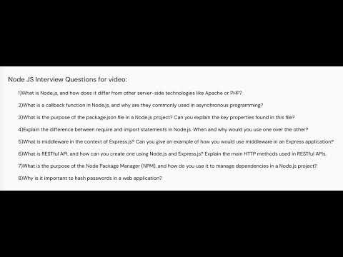 Node.js Interview Questions and Answers | Full Stack Web Development | Express.js Basics