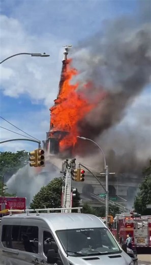 🚨BREAKING: South Bushwick Church in NYC just burned down. 173 years old. Cause not known.I think we could guess why and who?