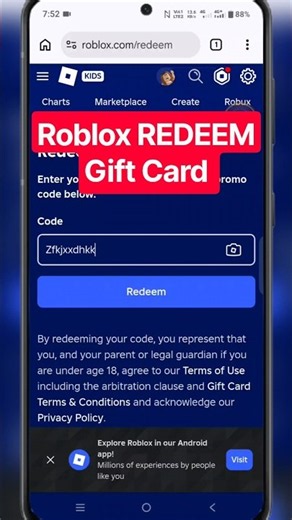 How To Redeem Roblox Gift Card on Mobile (2026) | Roblox Gift Card Code #shorts