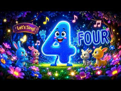 Number 4 Song for Kids | Learn Counting with Cute Animals 🐰🦌 | Let's Sing! #kids #numbersong