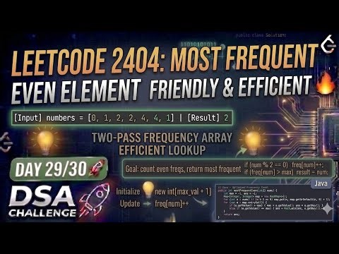 LeetCode 2404 in Java 🔥 | Most Frequent Even Element | Beginner Friendly | Day 29/30