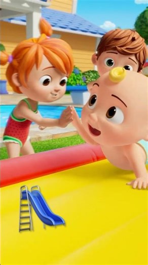 Slip N Slide CoComelon Challenge! 🛝 Happy And You Know It Song #kids #shorts