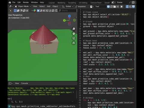 "I Made a 3D House Using Code 😱 | Blender Python Animation 4K" #shorts #python #blederanimtion