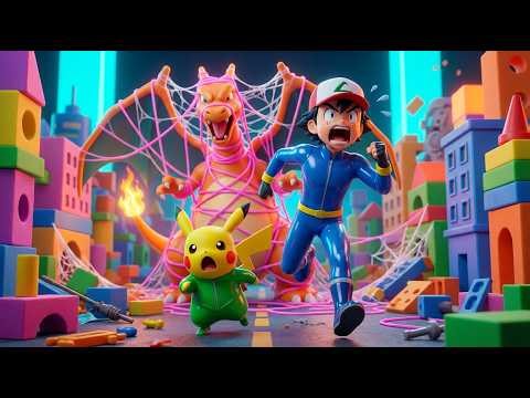 Ash Ketchum & Pikachu Rescue! ⚡🕸️Giant Charizard Spider Web Trouble😱🔥 | Funny PikaToon