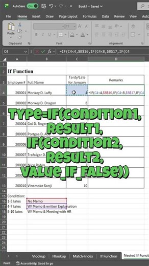 Master Nested IF Functions in Excel | Multiple Conditions Made Easy #youtubeshorts #excel
