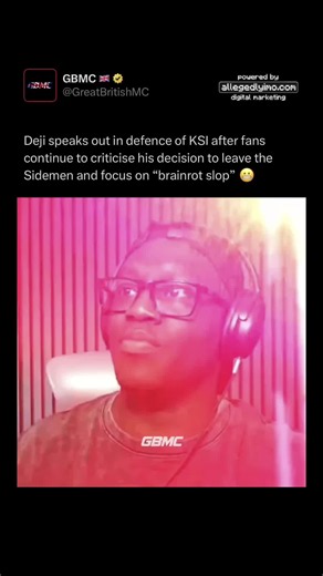Deji speaks out in defence of KSI after fans continue to criticise his decision to leave the Sidemen and focus on “brainrot slop” 😬 #ksi #sidemen