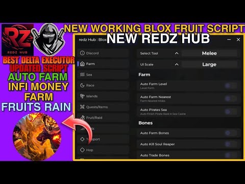 [UPDATED SCRIPT] Best Blox Fruits REDZ HUB SCRIPT *No Key* // Auto Farm, Fruits Rain, New Delta