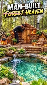 Man Built a Secret Forest Paradise! 🌲 #Bushcraft #OffGrid #Survival #CabinLife #Shorts #camping