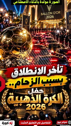 مفاجأة قبل حفل الكرة الذهبية 2026.. الزحام يؤخر الانطلاق 30 دقيقة! من سيتوج بالجائزة الأغلى؟ 🏆🔥