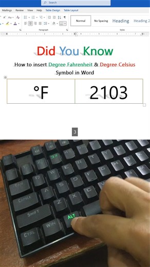 How to Insert Fahrenheit (℉) & Degree (°) Symbols in MS Word | #shorts #hack