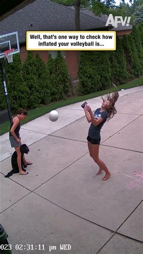 Well, that's one way to check how inflated your volleyball is...