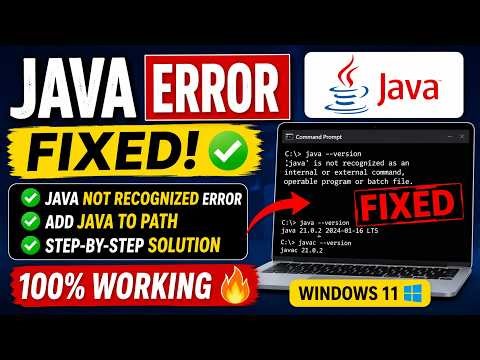 Fix Java Not Recognized Error in Windows 11 🔥 (100% Working Guide 2026)