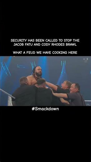 SECURITY HAS BEEN CALLED TO STOP THE JACOB FATU AND CODY RHODES BRAWL. #wwe #wweraw #smackdown