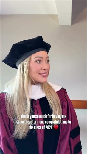 Hilary Duff in cap and gown for Northeastern