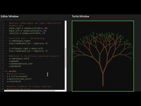 The fractal date tree in python turtle #python #programming #turtle #recursion #randomness #organic