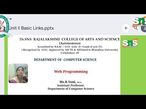 Lecture Video|Web Programming|Unit II|SNS Institutions 