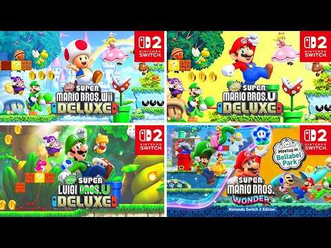New Super Mario Bros. Wii + U Deluxe + Luigi U Deluxe + Wonder (Switch 2) - 100% All Games