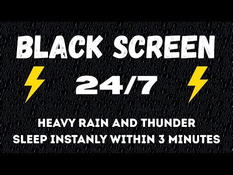 🔴 Heavy Rain and Thunder Sounds for Sleeping - Black Screen | Deep Thunderstorm Relaxatio
