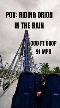 Orion - 300 ft giga coaster at Kings Island - POV - 91 mph roller coaster ride in the rain!